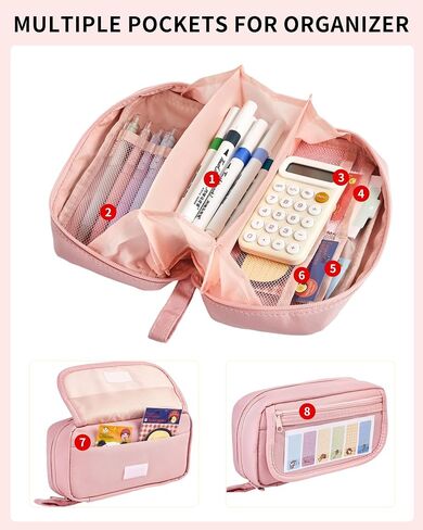 Large Pencil Case, Wide Opening Pencil Pouch with Zipper, Multi-layer Aesthetic Pen Bag for Teens Girls Women, Portable Pen Holder for Office College School (Purple) in Kuwait