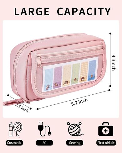 Large Pencil Case, Wide Opening Pencil Pouch with Zipper, Multi-layer Aesthetic Pen Bag for Teens Girls Women, Portable Pen Holder for Office College School (Purple) in Kuwait