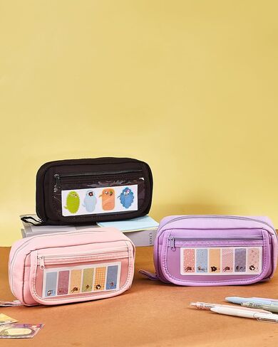 Large Pencil Case, Wide Opening Pencil Pouch with Zipper, Multi-layer Aesthetic Pen Bag for Teens Girls Women, Portable Pen Holder for Office College School (Purple) in Kuwait