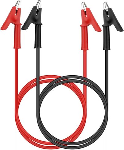 مجموعة 4 قطع من سلاسل اختبار مشابك التمساح، كابل سلك اختبار 15 أمبير مزدوج الأطراف مع مشابك عازلة مع مشابك نحاسية جاك واقية للاختبار الكهربائي 3.3 قدم/1 متر... in Kuwait