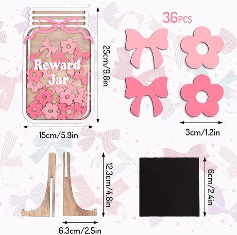 Wooden Reward Jar for Kids Daisy Flower Cutouts Positive Incentive Behavior Chart with Base Management Tools Decoration Reward System for Student Teacher School Classroom Supplies, 38Pcs in Saudi Arabia