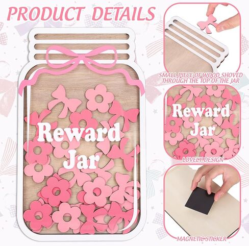 Wooden Reward Jar for Kids Daisy Flower Cutouts Positive Incentive Behavior Chart with Base Management Tools Decoration Reward System for Student Teacher School Classroom Supplies, 38Pcs in Saudi Arabia