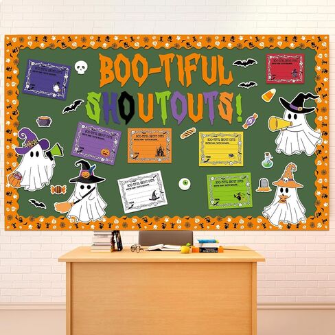 Epakh 87 PCS Halloween Ghost Staff out out Bulletin Board Set Boo-tifl Ghost Pumpkin Hour out utouts reucitiation and confition diy craft for halloween school classroom door decor in Saudi Arabia