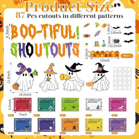 Epakh 87 PCS Halloween Ghost Staff out out Bulletin Board Set Boo-tifl Ghost Pumpkin Hour out utouts reucitiation and confition diy craft for halloween school classroom door decor in Saudi Arabia