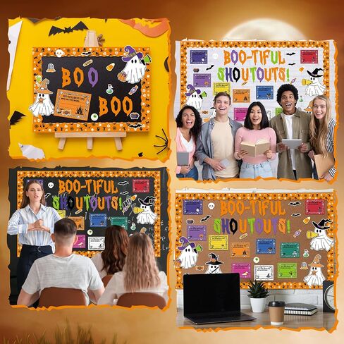 Epakh 87 PCS Halloween Ghost Staff out out Bulletin Board Set Boo-tifl Ghost Pumpkin Hour out utouts reucitiation and confition diy craft for halloween school classroom door decor in Saudi Arabia