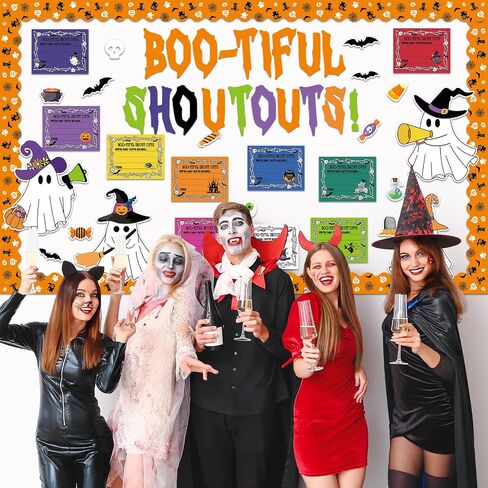Epakh 87 PCS Halloween Ghost Staff out out Bulletin Board Set Boo-tifl Ghost Pumpkin Hour out utouts reucitiation and confition diy craft for halloween school classroom door decor in Saudi Arabia