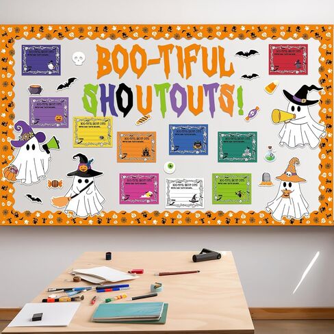 Epakh 87 PCS Halloween Ghost Staff out out Bulletin Board Set Boo-tifl Ghost Pumpkin Hour out utouts reucitiation and confition diy craft for halloween school classroom door decor in Saudi Arabia