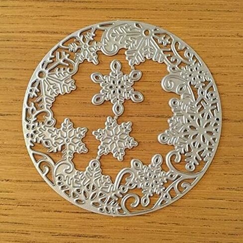 Cutting Dies for Card Making, Snowflake Circle Background Metal Cutting Die Cuts Stencil for DIY Scrapbooking Album Embossing Photo Crafts Paper Cards Decorative Craft Card Making Accessories in Saudi Arabia