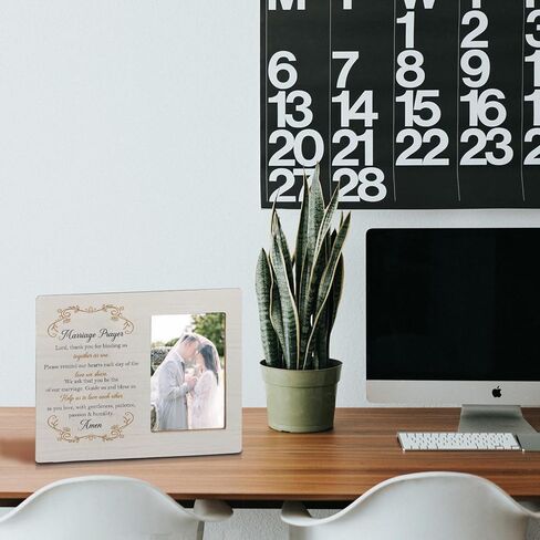 إطار صورة الزفاف، هدايا خطوبة الزفاف السنوية للعروسين الجدد، العروس والعريس، هدايا متزوجة للتو، هدايا شهر العسل، ديكور زفاف ريفي 5 × 7 إطار صور in Kuwait