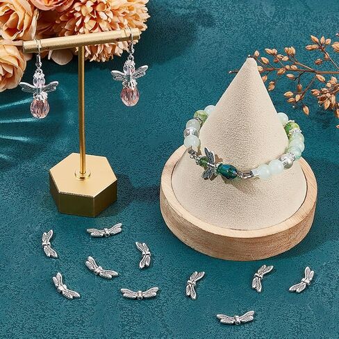 SUNNYCLUE 1 Box 120Pcs Dragonfly Wing Beads Bulk Silver Wing Bead Charm Alloy Metal Tibetan Vintage Fairy Spacers for Jewelry Making DIY Christmas Necklace Earrings Beginners Women in Saudi Arabia