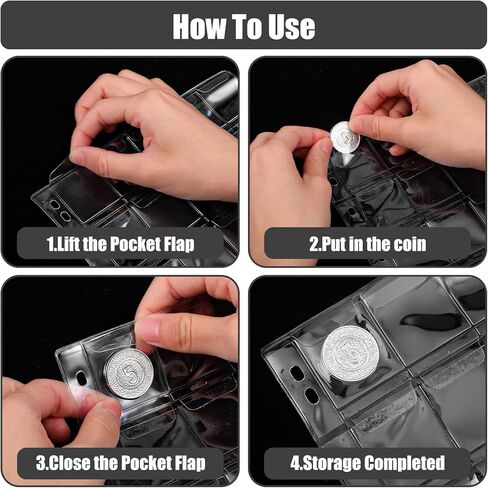 900 Pockets Coin Binder Collection Supplies Pages, 30 Sheets Standard 9 Hole Coin Collector Sleeves, Coins Collecting Pocket Page for Coins Stamp Badge Collection in Kuwait