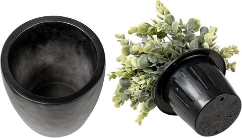 MyGift Fake Plant Pot Fotion Safe و Motictencial Eucalyptus Boxwood Potted في زارع خرسانية أسود مع مقصورة تخزين خفية ، ديكور المنزل المخبأ السري in Kuwait