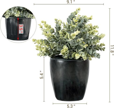 MyGift Fake Plant Pot Fotion Safe و Motictencial Eucalyptus Boxwood Potted في زارع خرسانية أسود مع مقصورة تخزين خفية ، ديكور المنزل المخبأ السري in Kuwait