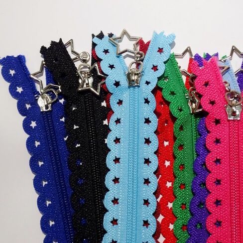 20pcs متعددة أحجام النجمة شكل النايلون السوستة الدانتيل مغلق السوستة نهاية لأكياس سرير حرف الخياطة DIY (مزيج ، 12 بوصة) in Kuwait
