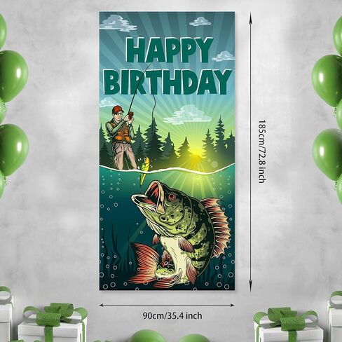Fisherman Gone Fishing Happy Birthday Banner Backdrop Lake Pole Fishing Fish Fisherman Theme Decor for Men Birthday Party Retirement Party Favors Decorations Supplies 35.4x72.8in-BECKTEN in Saudi Arabia