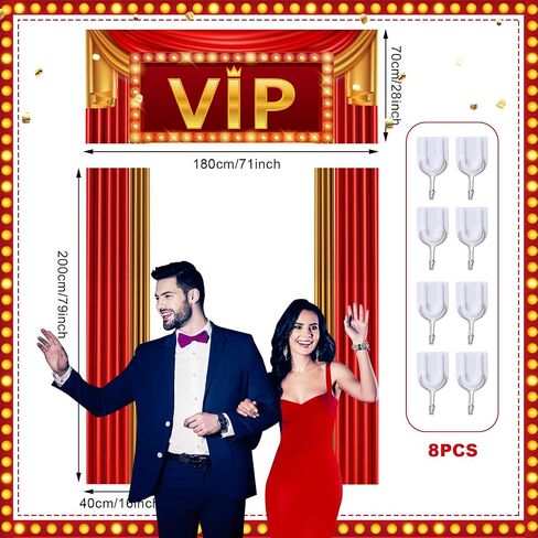 Preboun VIP Party Decorations Sign Red Carpet Party Decorations VIP Stage Entrance Sign Movie Night Door Curtain Banner for Movie Night Theater Now Showing 1920s Supplies in Saudi Arabia