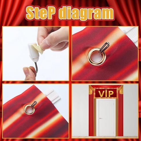Preboun VIP Party Decorations Sign Red Carpet Party Decorations VIP Stage Entrance Sign Movie Night Door Curtain Banner for Movie Night Theater Now Showing 1920s Supplies in Saudi Arabia