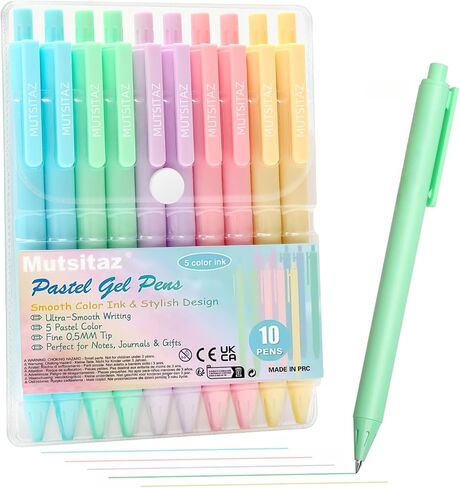 10 Pack Retractable Gel Ink Pens 0.5mm – 5 Color Ink Smooth Writing Pen, Cute Pastel Pens for School, Office, Journaling & Gift Supplies in Saudi Arabia