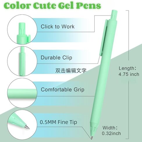 10 Pack Retractable Gel Ink Pens 0.5mm – 5 Color Ink Smooth Writing Pen, Cute Pastel Pens for School, Office, Journaling & Gift Supplies in Saudi Arabia