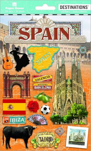 Paper House Productions STDM-2020E Travel Spain 2D Stickers, 3-Pack in Saudi Arabia