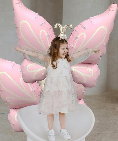Butterfly Foil Balloons,37Inch Pink Mylar Helium Balloons for Butterfly Theme Girls Birthday Baby Shower Wedding Spring and Summer Party Decorations Supplies Pack of 2 in Kuwait