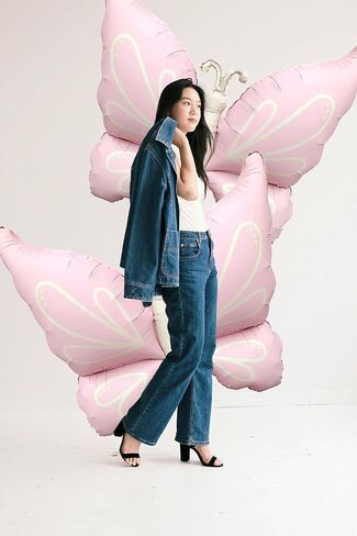 Butterfly Foil Balloons,37Inch Pink Mylar Helium Balloons for Butterfly Theme Girls Birthday Baby Shower Wedding Spring and Summer Party Decorations Supplies Pack of 2 in Kuwait
