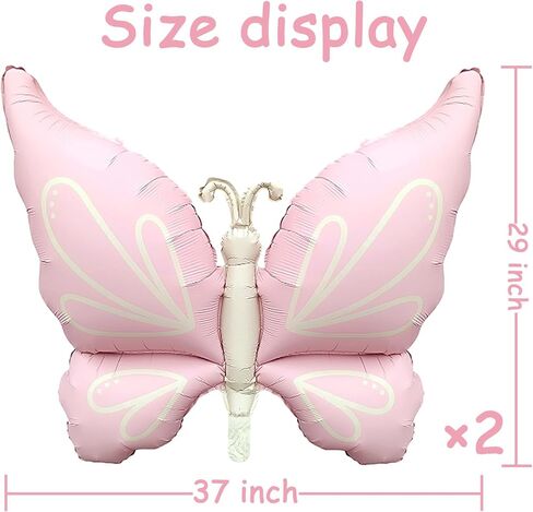 Butterfly Foil Balloons,37Inch Pink Mylar Helium Balloons for Butterfly Theme Girls Birthday Baby Shower Wedding Spring and Summer Party Decorations Supplies Pack of 2 in Kuwait