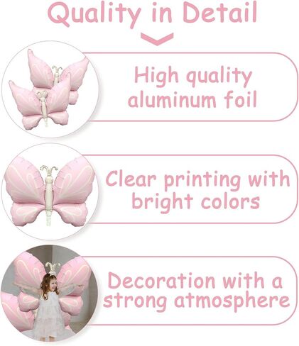 Butterfly Foil Balloons,37Inch Pink Mylar Helium Balloons for Butterfly Theme Girls Birthday Baby Shower Wedding Spring and Summer Party Decorations Supplies Pack of 2 in Kuwait