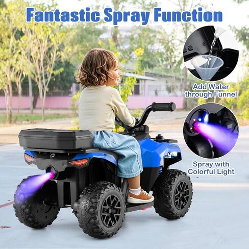 Costzon Kids ATV, 6V Four Wheeler Quad Electric Vehicle with Spray Function, Storage Box, Musin & Lights, Kids 4 Wheeler Ride on Car Toy for Boys Girls 18+ Months (Pink) in Saudi Arabia