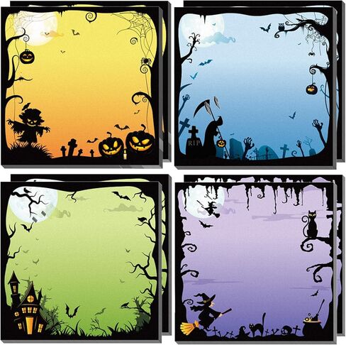Whaline 8 Pack Halloween Sticky Notes 4 Design Cartoon Note Pads Fright Night Pumpkin Witch Self-Adhesive Memo Pads Removable Notepads for Halloween Holiday School Bulletin Board Office Home Supplies in Saudi Arabia