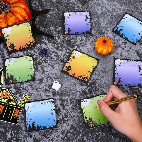Whaline 8 Pack Halloween Sticky Notes 4 Design Cartoon Note Pads Fright Night Pumpkin Witch Self-Adhesive Memo Pads Removable Notepads for Halloween Holiday School Bulletin Board Office Home Supplies in Saudi Arabia