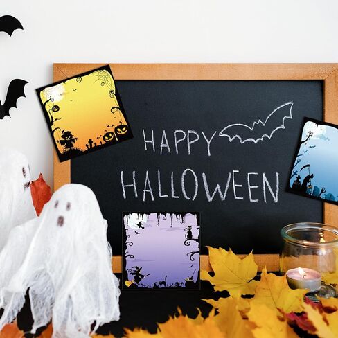 Whaline 8 Pack Halloween Sticky Notes 4 Design Cartoon Note Pads Fright Night Pumpkin Witch Self-Adhesive Memo Pads Removable Notepads for Halloween Holiday School Bulletin Board Office Home Supplies in Saudi Arabia