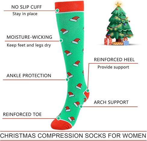 Junely 3 Pairs Compression Socks for Women Knee High for Running Work Support Nurses Pregnancy Travel in Saudi Arabia