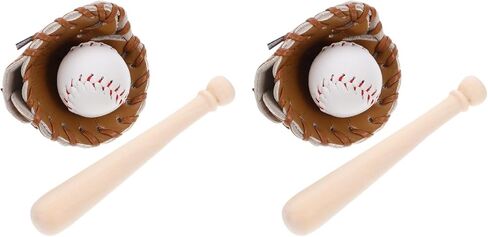 Garneck 2sets Miniature Baseball Bats قفازات طقم ميني بيسبولز نموذج دمية ديكور ديكور رياضي ديكور ديكور للديكور الكعكة الخيالية in Saudi Arabia