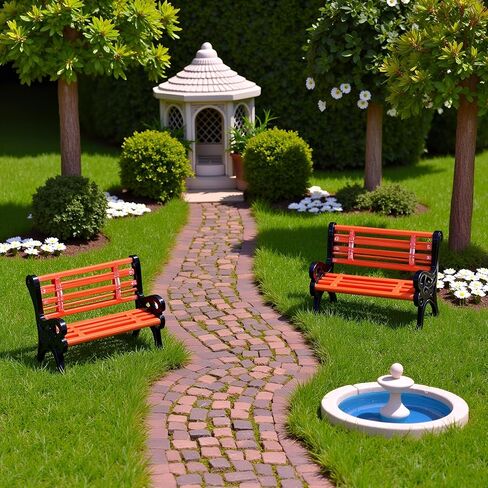 2 PCS مجموعة مقاعد البدلاء المصغرة ، مقاعد مقاعد مقاعد مقاعد البندقية Mini Park Street. in Saudi Arabia