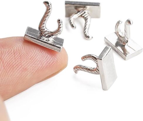 Odoria Dollhouse Hanging Hooks Miniature: 1/12 Scale Towel Hook Wall for Modern Bathroom Kitchen - Mini Coat Hooks Metal Silver 4Pcs in Saudi Arabia
