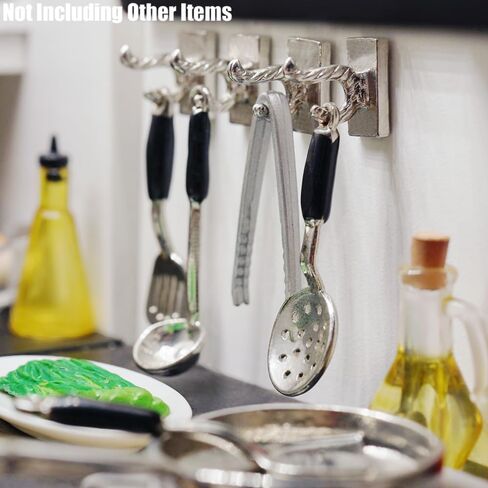 Odoria Dollhouse Hanging Hooks Miniature: 1/12 Scale Towel Hook Wall for Modern Bathroom Kitchen - Mini Coat Hooks Metal Silver 4Pcs in Saudi Arabia