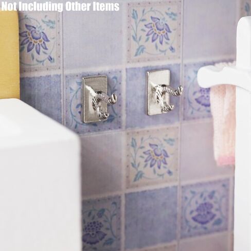 Odoria Dollhouse Hanging Hooks Miniature: 1/12 Scale Towel Hook Wall for Modern Bathroom Kitchen - Mini Coat Hooks Metal Silver 4Pcs in Saudi Arabia
