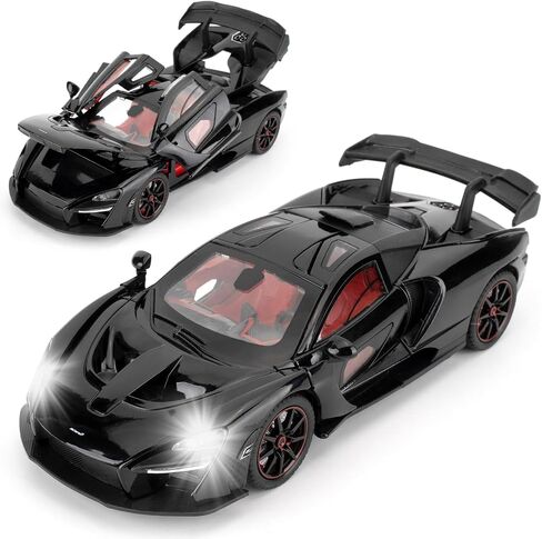 1:24 نموذج سيارات المقياس متوافق مع لعبة McLaren Senna Super Sports Car Toys ، وسبائك الزنك ، وسحب لعبة Toy Back مع الصوت والضوء للفتيان البالغين 3 4 5 6 7 8 (أسود) in Kuwait
