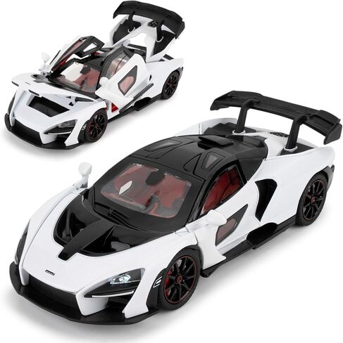 1:24 نموذج سيارات المقياس متوافق مع لعبة McLaren Senna Super Sports Car Toys ، وسبائك الزنك ، وسحب لعبة Toy Back مع الصوت والضوء للفتيان البالغين 3 4 5 6 7 8 (أسود) in Kuwait
