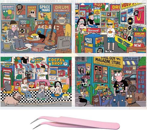 مشاهد ملصقات ثلاثية الأبعاد DIY ، 220 * 307 مم علاج ملصق للتخفيف من الإجهاد الكبار والمرح ، قم بإنشاء عالم مصغر خاص بك مع ملصقات كرتون لطيفة ، وتشمل بطاقة الضوء والظلال ، والملاقط. in Kuwait