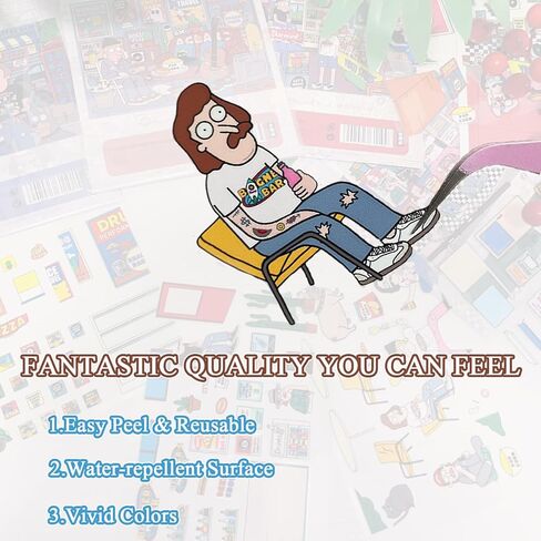 مشاهد ملصقات ثلاثية الأبعاد DIY ، 220 * 307 مم علاج ملصق للتخفيف من الإجهاد الكبار والمرح ، قم بإنشاء عالم مصغر خاص بك مع ملصقات كرتون لطيفة ، وتشمل بطاقة الضوء والظلال ، والملاقط. in Kuwait