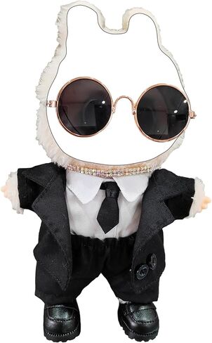 8-Piece Designer Black Suit for Boy Dolls - Groom's Top Pick Outfit - Includes Sunglasses, Shoes, Tie & Necklaces - Clothes & Accessories for 5.9-6.7"(15-17cm) Dolls in Saudi Arabia