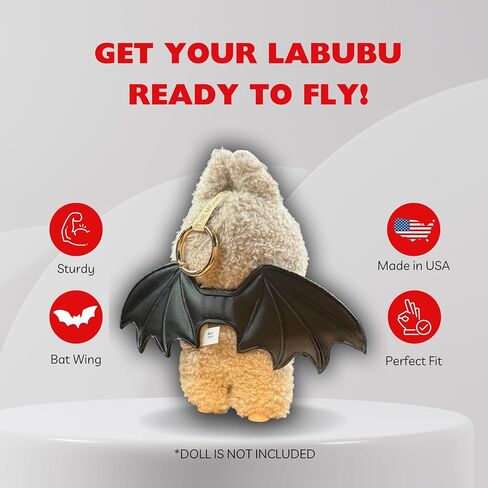 3D المطبوعة جناح الخفافيش ملحق متوافق مع شخصيات Labubu | عرض دمية الهالوين الدعامة | ملحق لعبة التحصيل | صنع في الولايات المتحدة in Kuwait