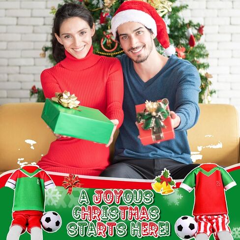 Sotiff 2 Sets/12 Pcs Christmas Doll Accessories Set Include Sports Suit Mini Wooden Soccer Background Board Sports Clothes Soccer Field Set for Xmas Party in Saudi Arabia