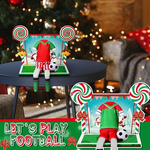 Sotiff 2 Sets/12 Pcs Christmas Doll Accessories Set Include Sports Suit Mini Wooden Soccer Background Board Sports Clothes Soccer Field Set for Xmas Party in Saudi Arabia