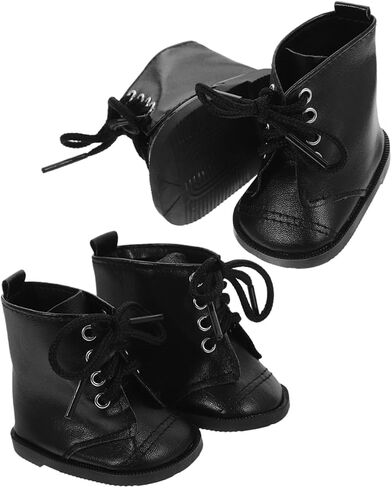 Kisangel 2pairs Doll Shoes for 18 inch Dolls ، Pu Leather Mini Boots for Dollhouse Girl Boy Fashion Associate Explists Wear Craftsmarship in Kuwait