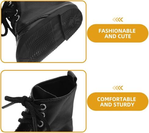 Kisangel 2pairs Doll Shoes for 18 inch Dolls ، Pu Leather Mini Boots for Dollhouse Girl Boy Fashion Associate Explists Wear Craftsmarship in Kuwait