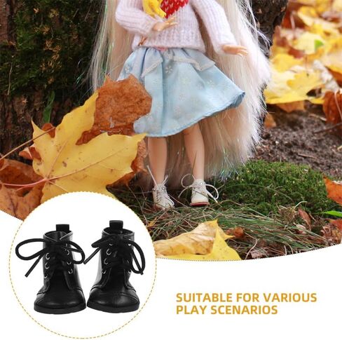 Kisangel 2pairs Doll Shoes for 18 inch Dolls ، Pu Leather Mini Boots for Dollhouse Girl Boy Fashion Associate Explists Wear Craftsmarship in Kuwait