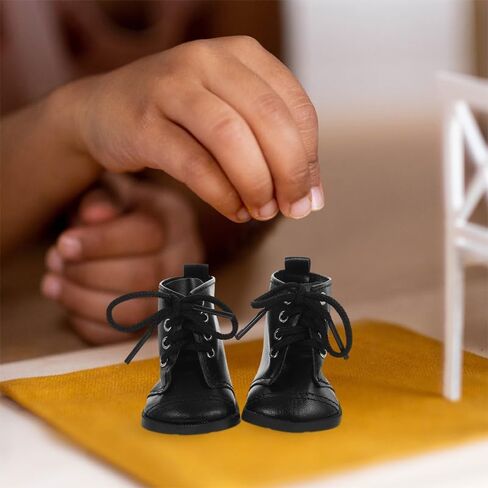 Kisangel 2pairs Doll Shoes for 18 inch Dolls ، Pu Leather Mini Boots for Dollhouse Girl Boy Fashion Associate Explists Wear Craftsmarship in Kuwait